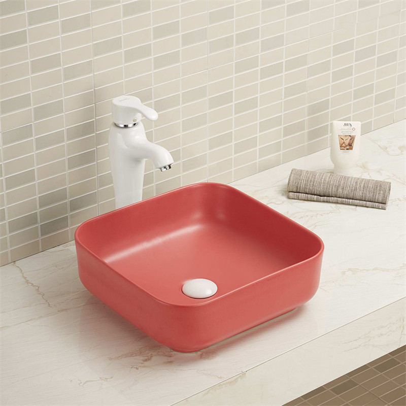 15.16" Square Countertop Bathroom Sink With Tap Hole Scratch Resistant Rugged