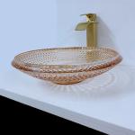 Round Wash Basin Bowl Crystal Glass Amber Color Bathroom L450 * W450 * H120mm