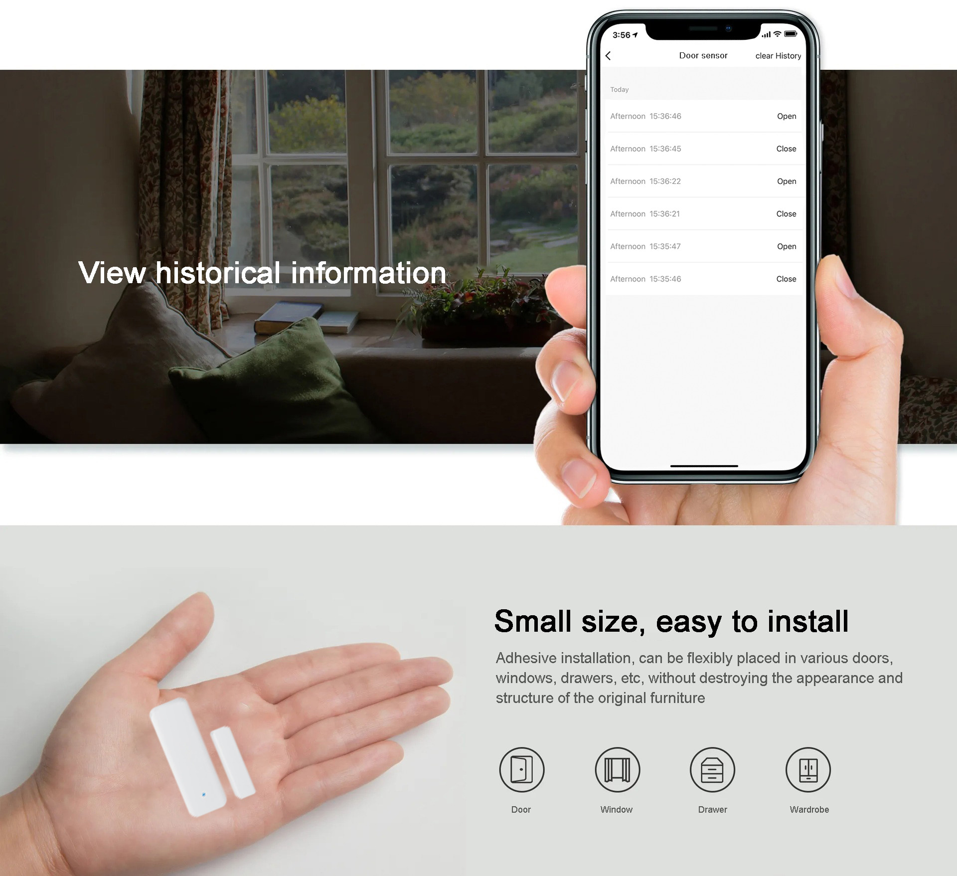 Tuya Smart Door Magnetic Sensor Wifi Automatic Door Sensor For House Safety