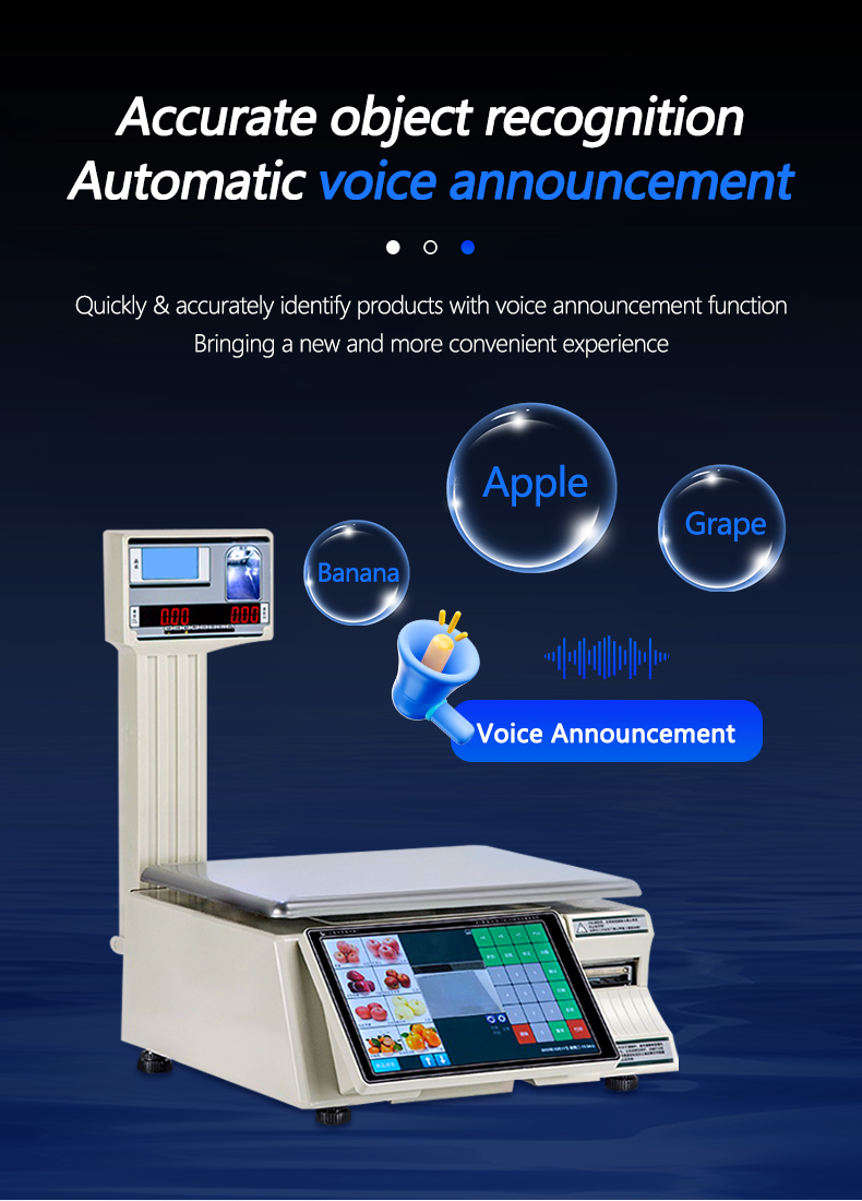 15kg Touch Screen Label Printing Weighing Scale with LED LCD Display and 1*RS232 Port Type