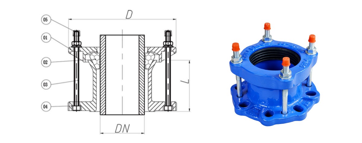 110mm Ductile Iron Hdpe Flange Adapter For Ductile Iron Pipe Pvc