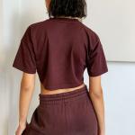 Workout Apparel 200gsm Womens Gym Shirts Short Sleeve Yoga Crop Top
