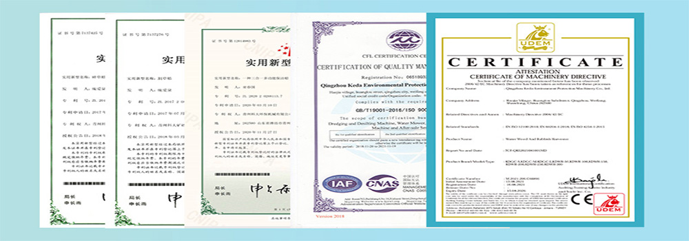 aquatic weed harvester certificat