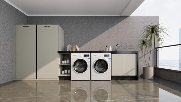 Buy cheap Beige Stainless Steel Balcony Storage Cabinet With Laundry Integration from wholesalers