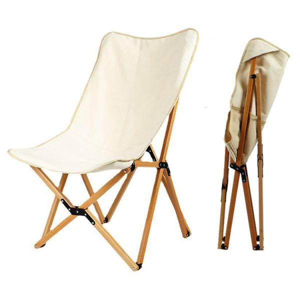 Ultralight Beech Wood Frame Chair Portable Folding Butterfly Camping Chair for
