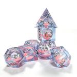 Pink Flow Sand Blue Crystal Resin Dice Multi Sided Handmade