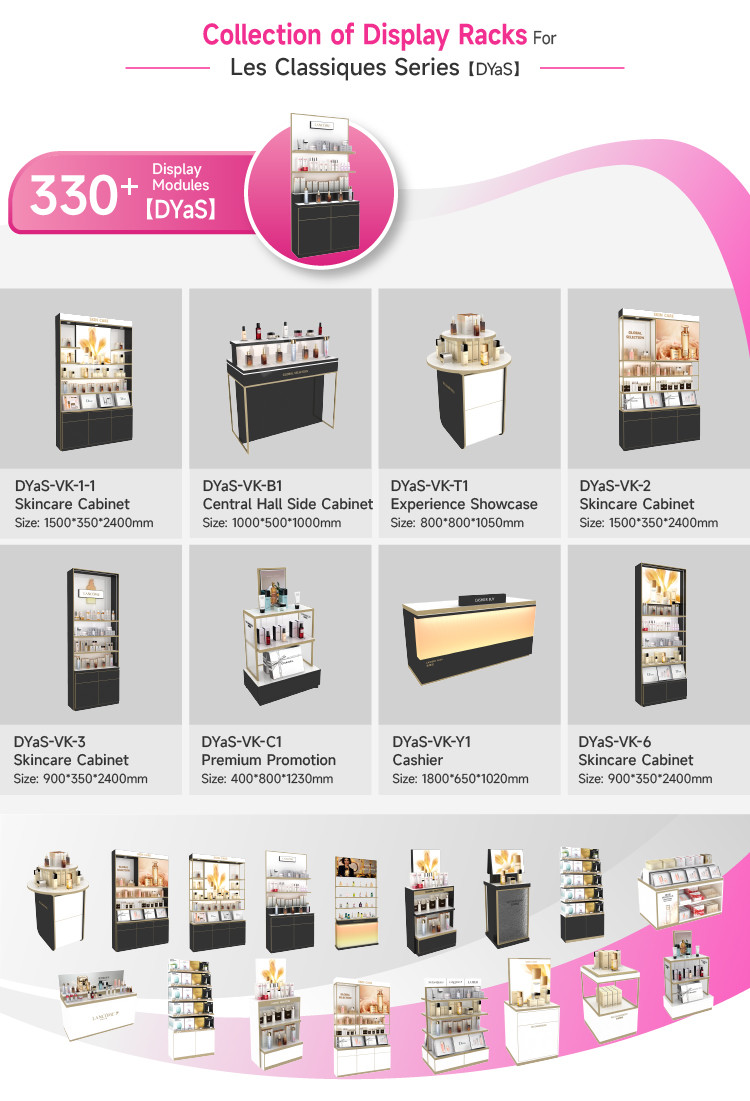 Skincare Store Design Beauty Store Display Table with Central Hall Side Cabinet - Double sided Display for Cosmetic Store Decoration