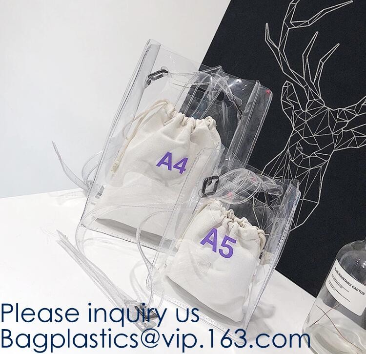 Reusable Custom Transparent PVC Shopping Bag Promotional Items Ladies Clear Plastic Beach Tote Bags Women, bagease, pack
