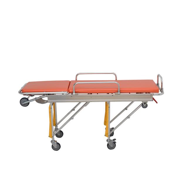 Aluminum Alloy Folding Ambulance Wheel Type Stretcher Orange OEM for Patient