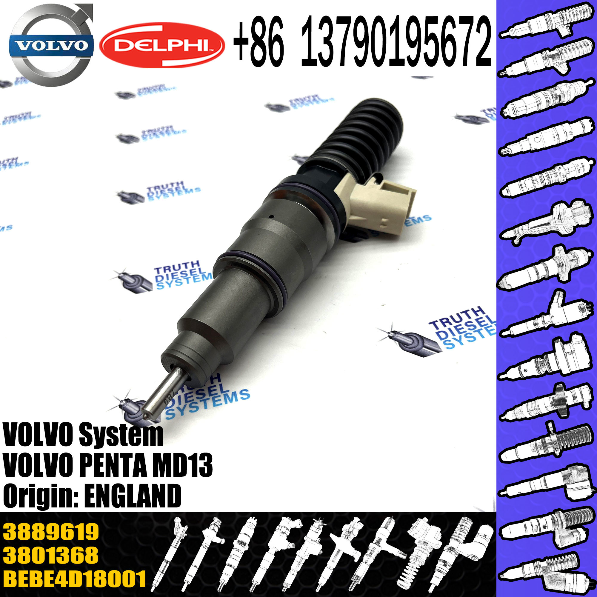 original Diesel Fuel Injector 21379931 BEBE4D27001 BEBE4D18001 3801368 3889619 E3.18 for VOL PENTA MD13