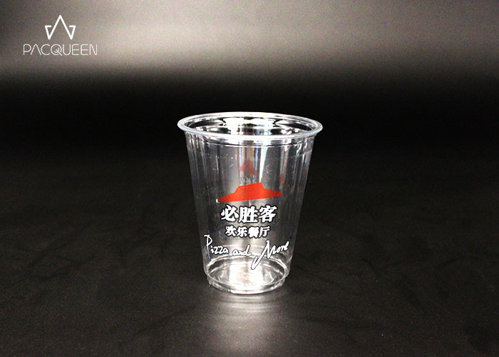 Iced Drinks Disposable Plastic Cups , Biodegradable Plastic Cups Logo Printing