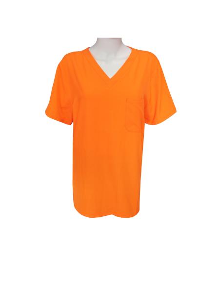 Buy cheap 180GSM 100% Polyester Medical Uniform V Neck Scrub Orange Short Sleeve from wholesalers