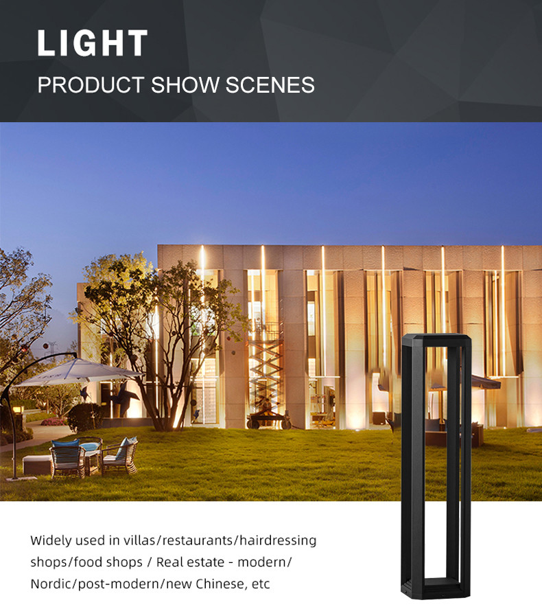 Led Lawn Lamp Aluminum 120*150*600mm 7w 3000k Black