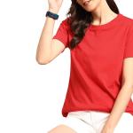 High Quality Red Summer Printed Casual Workout Cotton Ladies Short Sleeve T