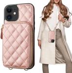iPhone 12/12 Pro crossbody bag, RFID shielded PU leather strap bracket with card