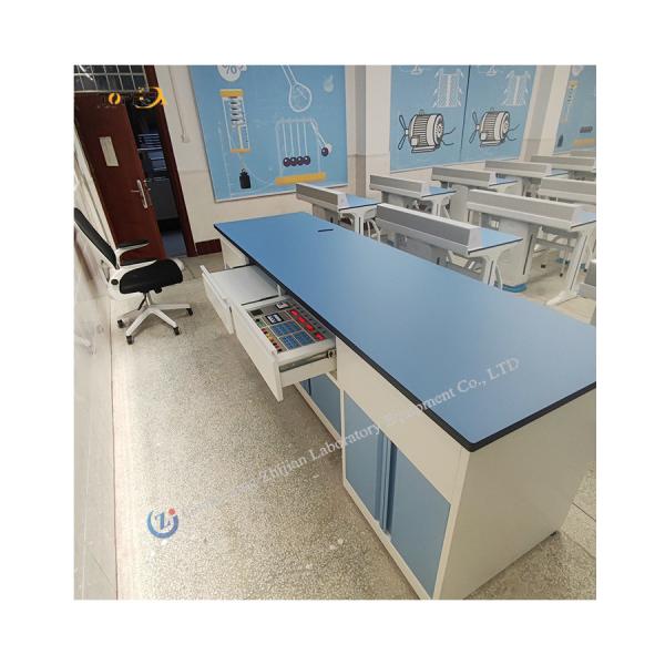 School Laboratory Chemical Lab Table Modern Design Drawers Shelves Metal Wooden