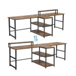 Wooden Black Computer Desk Brown Thickness 16mm With Monitor Stand