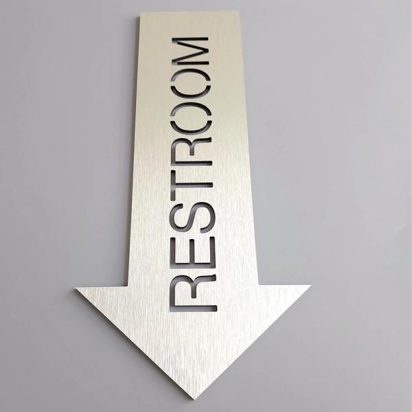 Buy cheap Restaurant Custom Reflective Sign Metal Restroom With Arrow Way Finding from wholesalers