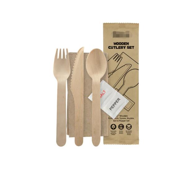 160mm wooden knife fork spoon set paper includes napkin wooden disposable