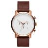 Buy cheap 45mm men's genuine leather strap rose gold watch with japanese chronograph movt from wholesalers