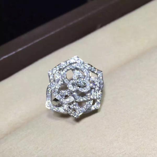 Buy cheap Piaget Rose Ring High End Custom Jewelry 18K White Gold Set With Diamond from wholesalers