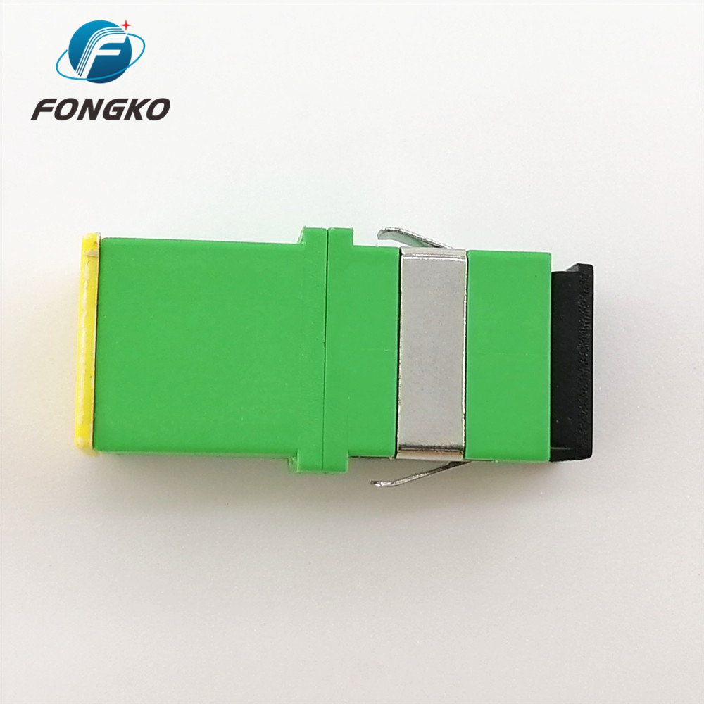 SC SM SX Green Shell Singlemode Adapters with metal shrapnel SC/APC Fiber Optic Auto Shutter Adapter