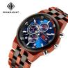 Buy cheap Man Blue Dial Stripes Wooden Quartz Watch Business Wristwatch Water Proof 1020-3 from wholesalers