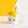 Buy cheap Cartoon Bee Ceramic Coffee Mug With Lid Pottery Office Breakfast Cup Porcelain Latte Cups from wholesalers