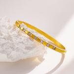 14K Gold Plated Cubic Zirconia Bangle Classic Tennis Bracelet Gold Bracelets For