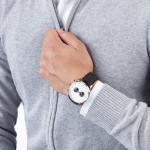 Waterproof Black Mens Classic Leather Strap Watches with Quartz Movement