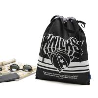 Buy cheap Eco Gift Sport Gym Black Custom Logo Nylon Drawstring Bag product