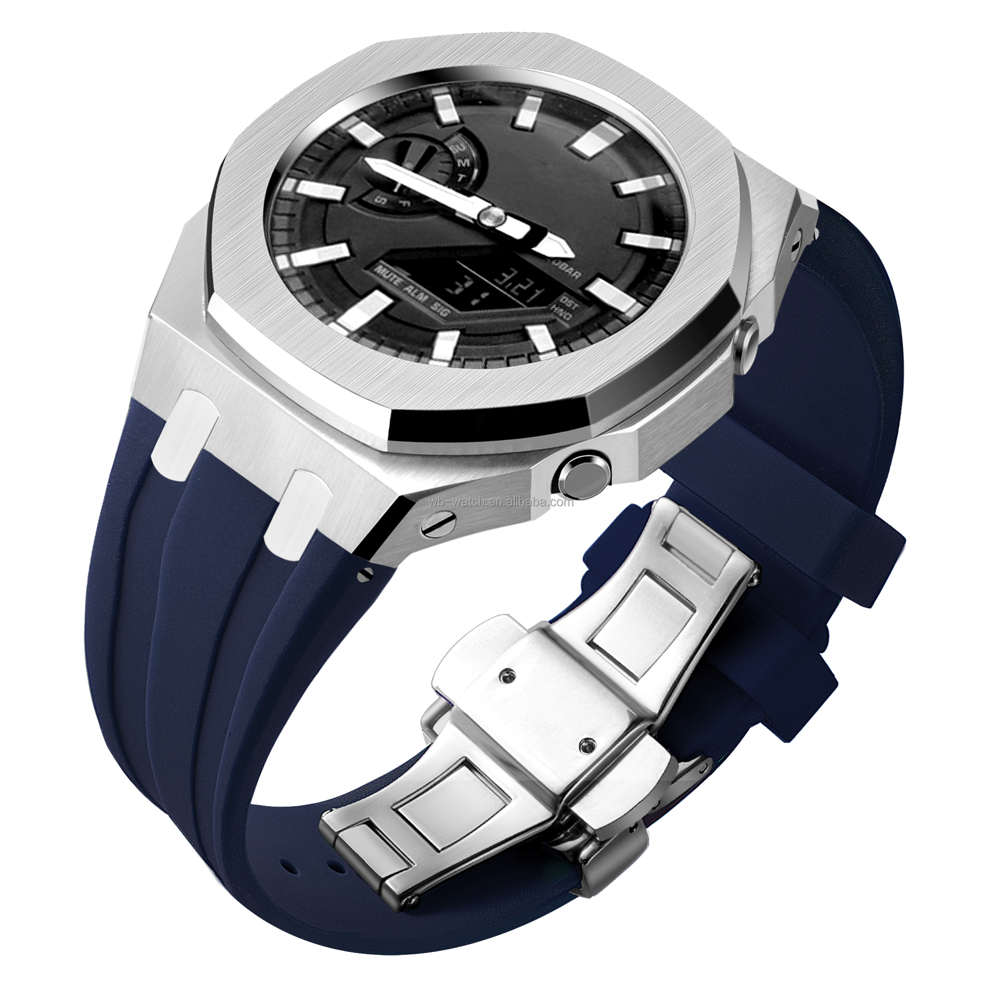 Casio Watch Modified Case Stainless Steel Band and Metal Bezel for G Shock Ga2100