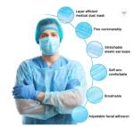 50pcs / Pack Blue Face Mask Non Woven Melt Blown Fabric 95% BFE CE FDA