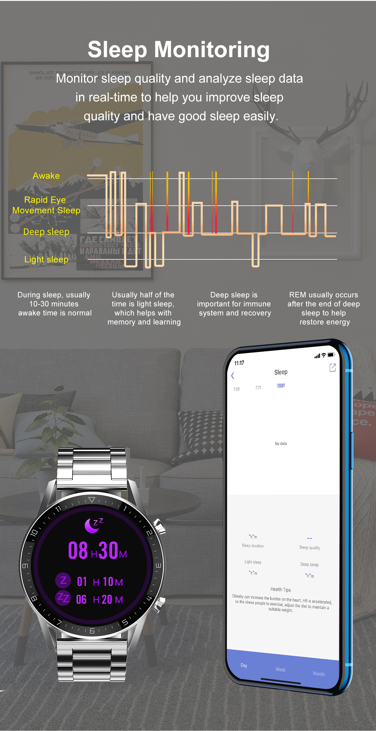 1.3 Inch IP67 Magnetic Wireless Charging Smartwatch 200mAh PK L13 AW9