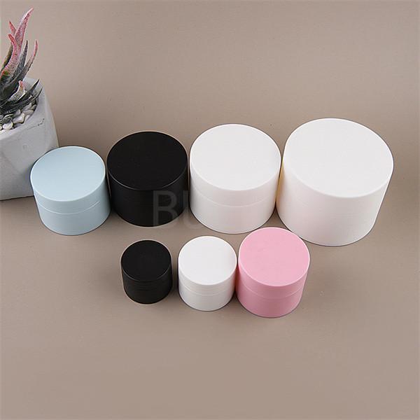 Buy cheap Matt White black pink plastic cosmetic cream jar container double wall jars from wholesalers