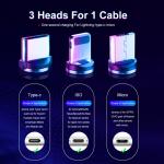 2A 3 In 1 480 Mbps Micro USB 360 Degree Rotating Magnetic USB Cable