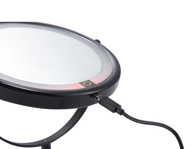 PU Leather Small Round Makeup Mirror Rotatable Round Cosmetic Mirror