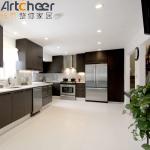 Dark Brown Solid Wood Kitchen Cabinets with Customized Color and Plywood Door