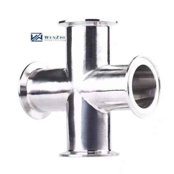 Forged SS304 316 Sanitary Stainless Steel 4 Way Cross Pipe Fitting Polished End