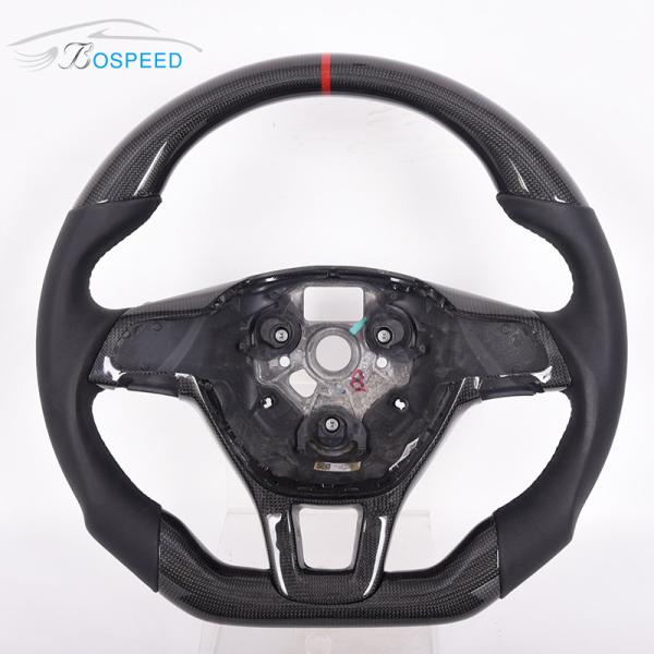 Buy cheap Leather Volkswagen Carbon Fiber Steering Wheel Flat Bottom Gloss from wholesalers