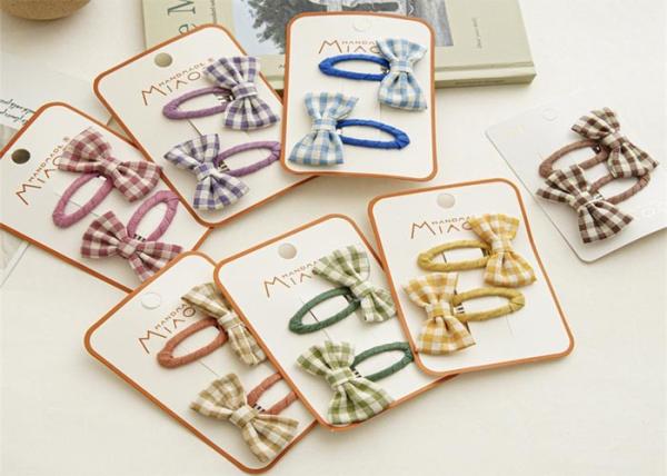 Buy cheap Fabric bow plaid hairpin accessories DIY INS girls baby women's BB hairpin spot wholesale from wholesalers