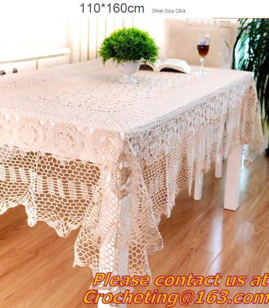 Handmade Table Cloth Crochet Table Runner Dining Party Tablecloth Lace