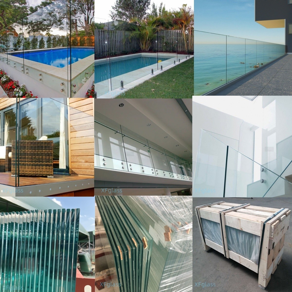 10mm 12mm Frameless Balcony Glass Railing Tempered Glass Balustrade Handrail Staircase Frameless Glass Balustrade With Spigots
