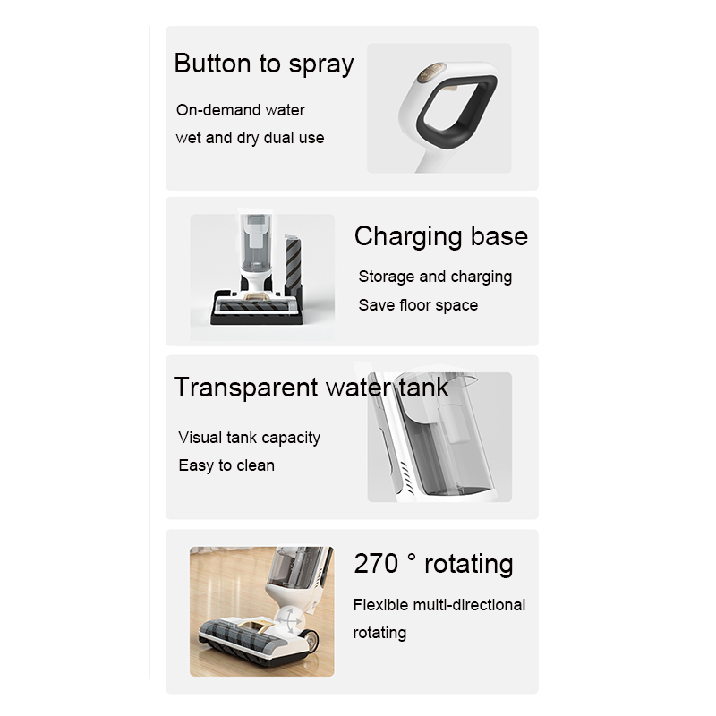 600ML Fresh Water Tank Cordless Vacuum Cleaner for Customized Color Floor Cleaning