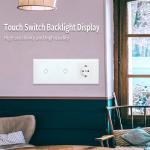 Type 228 2 Gang Wall Mounted Tempered Glass Panel Switch Socket Combination