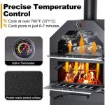 Wood Fired Coal Charcoal Stove Pizza Maker Trolley for Outdoor Patio Cooking