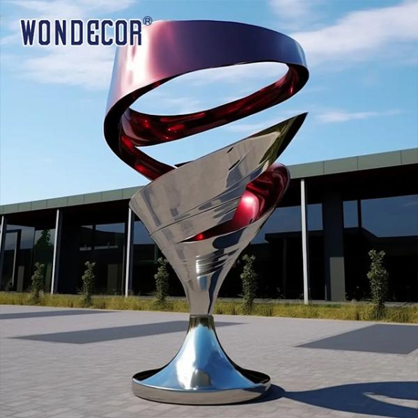 Buy cheap Large Outdoor Square Modern Abstract Geometric Wine Glass Stainless Steel Sculpture from wholesalers