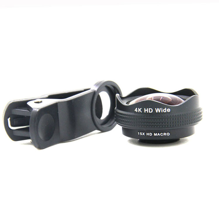 Mobile Phone Clip On Wide Angle Lens 15X Macro Lens With Front Rear Cover