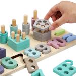 Geometric 14cm Wooden Math Toy Montessori Math Blocks Preschool Teaching