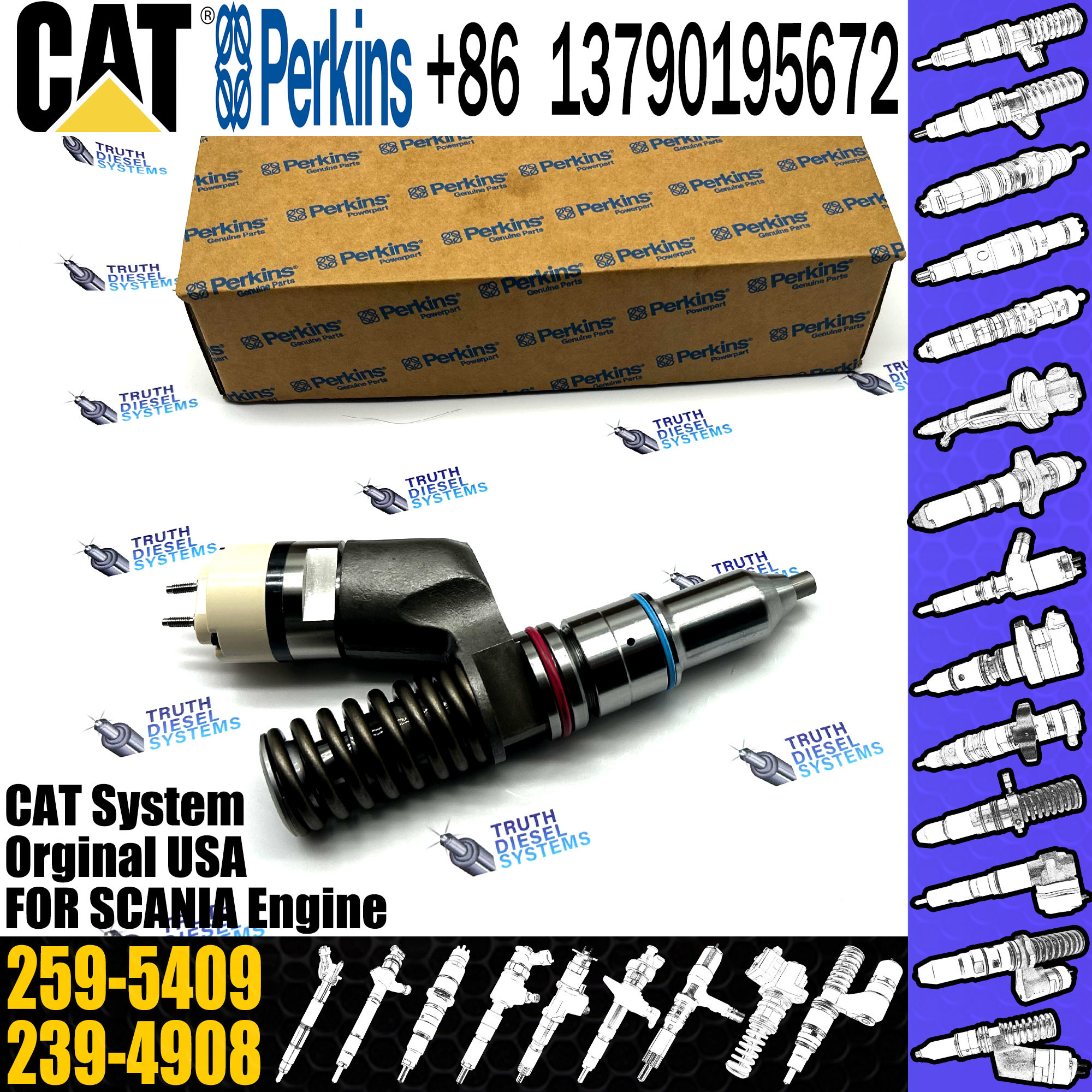 Excavator Parts C13 Engine injectors 253-0608 259-5409 2530608 2595409 Fuel Nozzle For CAT